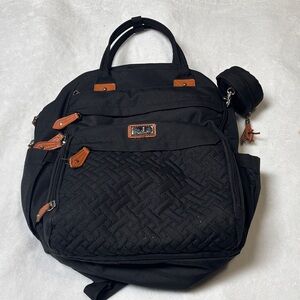 BabbleRoo Stylish Black Diaper Bag with Brown Details
